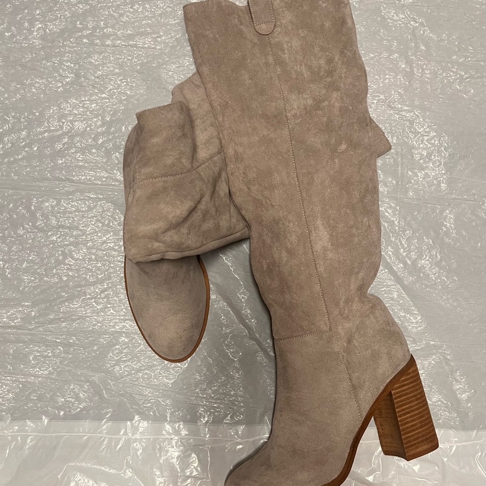 Suede Knee-High Boots